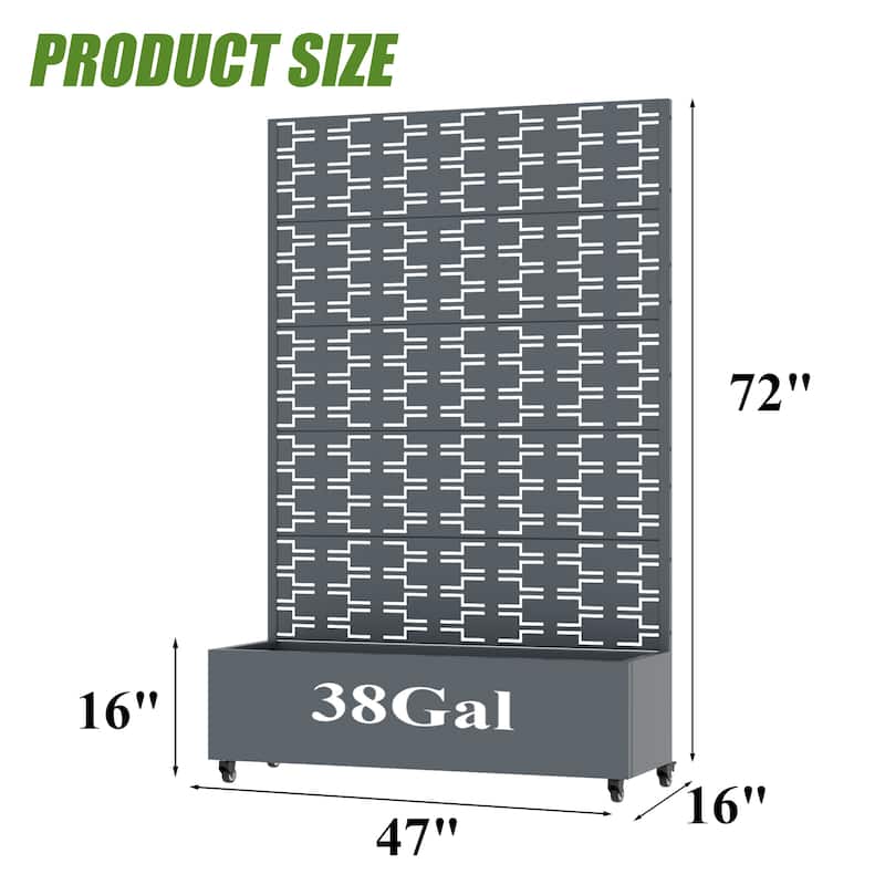 Metal Planter Box with Trellis Privacy Screen Planter Box with Lockable Wheels