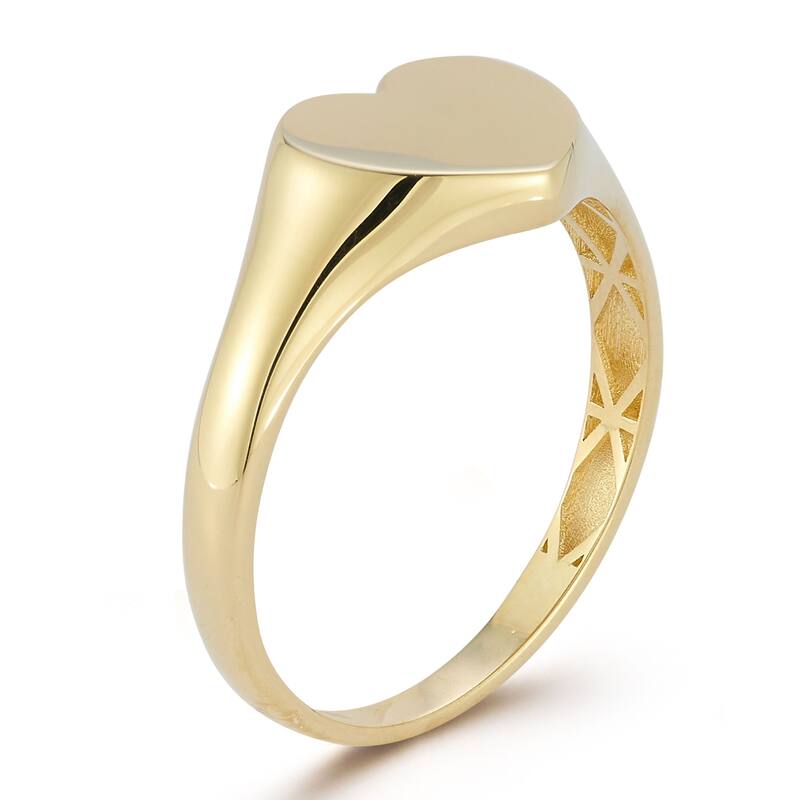 Soleil 14K Gold Flat Heart Signet Ring