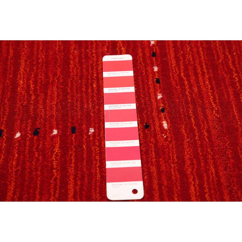 ECARPETGALLERY Hand Loomed Kashkuli Gabbeh Red Wool Rug - 4'0 x 5'7