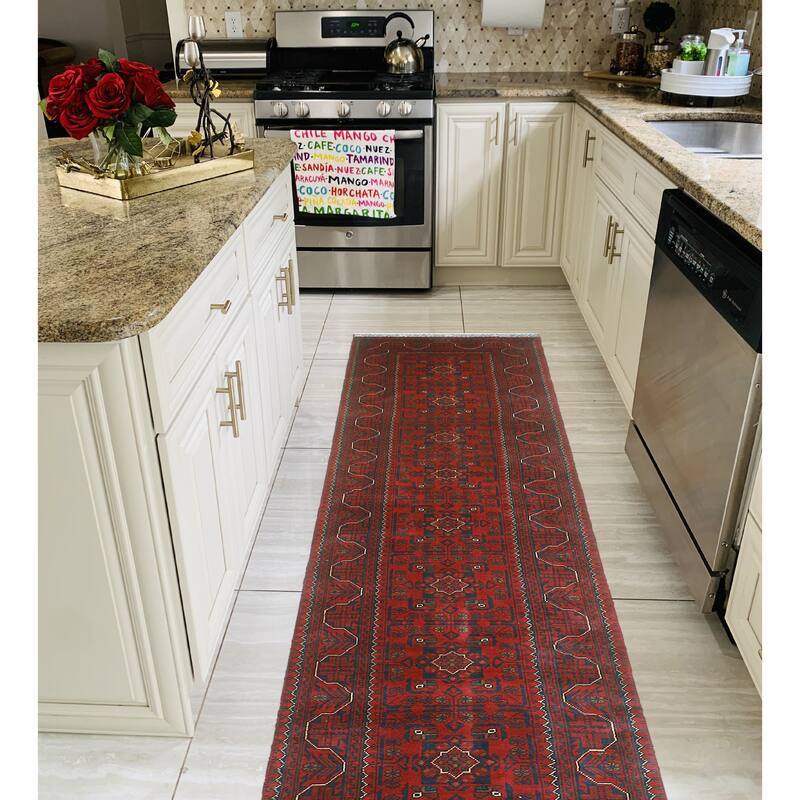 Khamyab Rehoie Red/Navy Runner - 2'7" x 19'3"