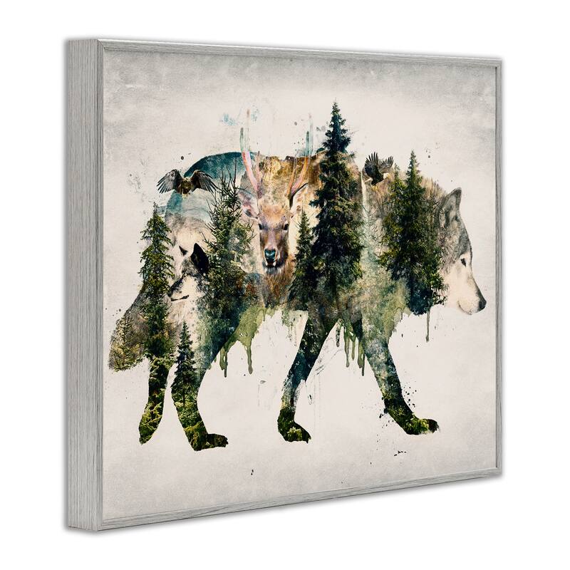 Stupell Woodland Wildlife Wolf Contour Framed Giclee Art Design By Barrett Biggers