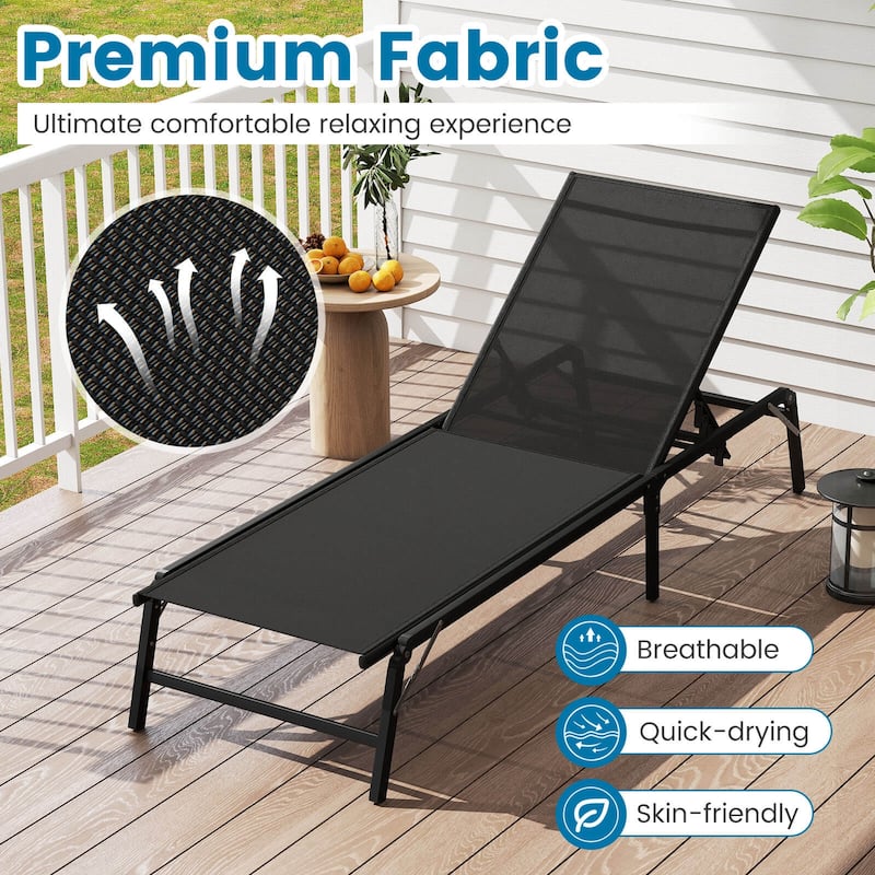 Costway 1/2 PCS Reclining Lounge Chairs Folding Patio Recliner Chair - See Details