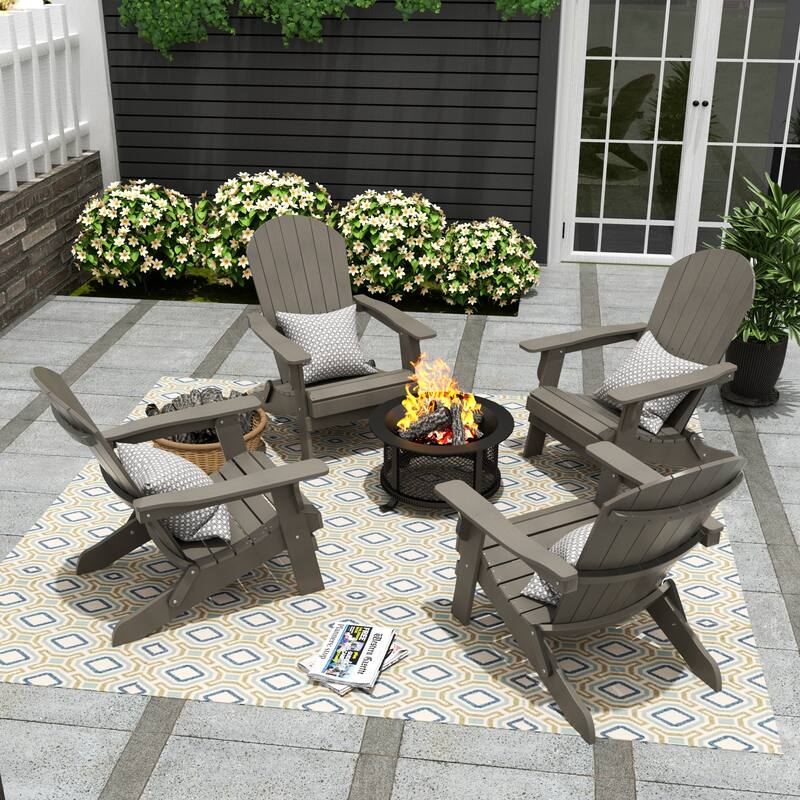 Vineyard HIPS Outdoor Folding Eco-Friendly All Weather Seashell Adirondack Chair (Set of 4)