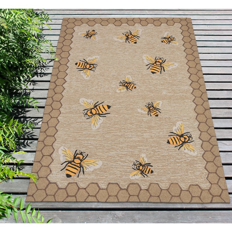 Liora Manne Frontporch Honeycomb Bee Indoor/Outdoor Rug - 3'6" x 5'6"