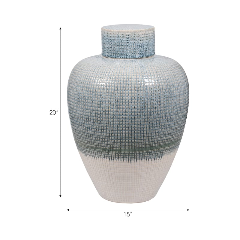 Sagebrook Home Blue Kashion Vase - Stoneware Decor Accent for Modern Living Spaces