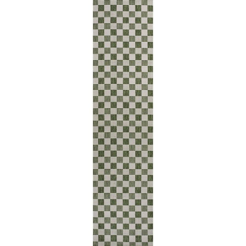 JONATHAN Y Maribel Traditional Cottage Checkerboard Green/Cream Indoor/Outdoor Area Rug - 2 X 8 - Green/Cream