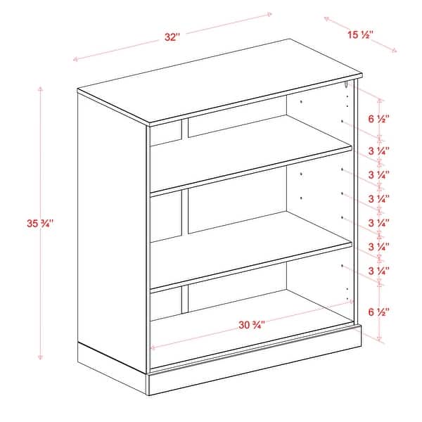 dimension image slide 0 of 3, 100% Solid Wood 3-shelf Bookcase with Optional Doors by Palace Imports