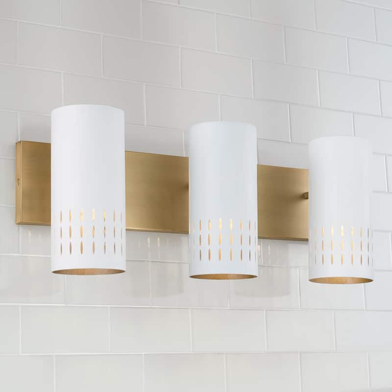 Dash 3-light Aged Brass/ White Bath/ Vanity Fixture