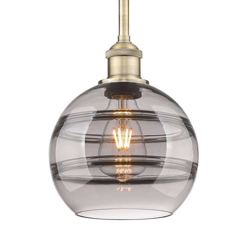 Innovations Lighting 616-1S 9 8 Rochester Pendant Rochester 8" Wide - Antique Brass / Light Smoke