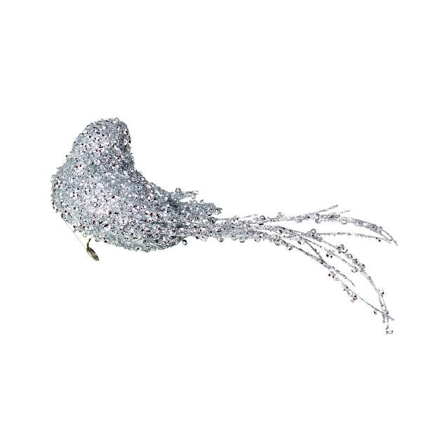 Shop 6 5 Silver Sequined Bird Christmas Ornament Decoration Overstock 30106463