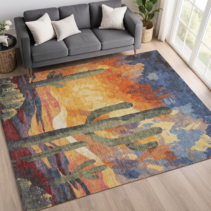 Machine Washable Indoor/ Outdoor Desert Inspiration Chantille Rug