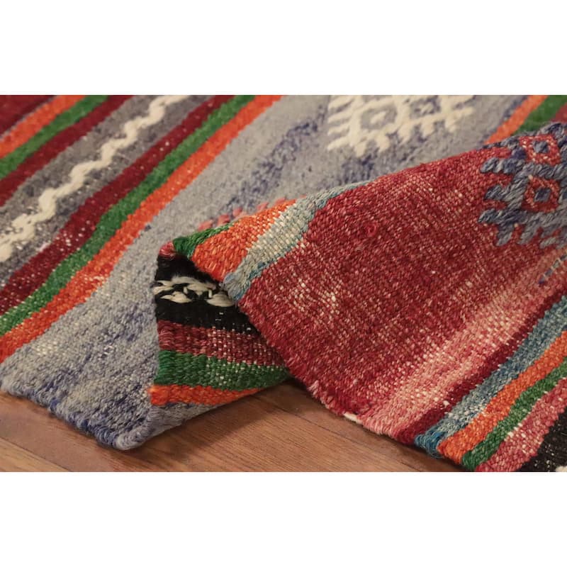Hand Woven Oriental 100% Wool Carpet Southwestern Tribal Multi-Colored Kilim Area Rug - 8' 4'' X 5' 4''