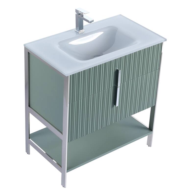 Fine Fixtures Serenity Modern Bathroom Vanity with White Glass Top