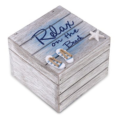 CoTa Global Aqua Sky Relax Wooden Box- Medium Jewelry Store Organizer - 4.5″Lx4.5″Wx3.4″H