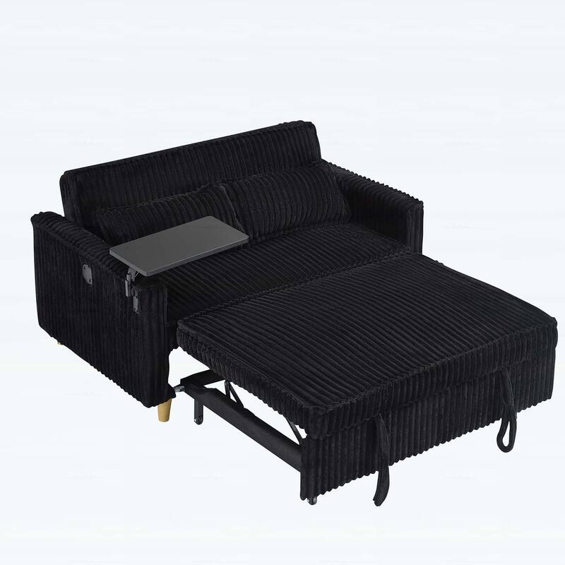 Pull-Out and Push-In Sofa with Movable Tabletop and USB Ports, Ideal for Living Rooms and Bedrooms