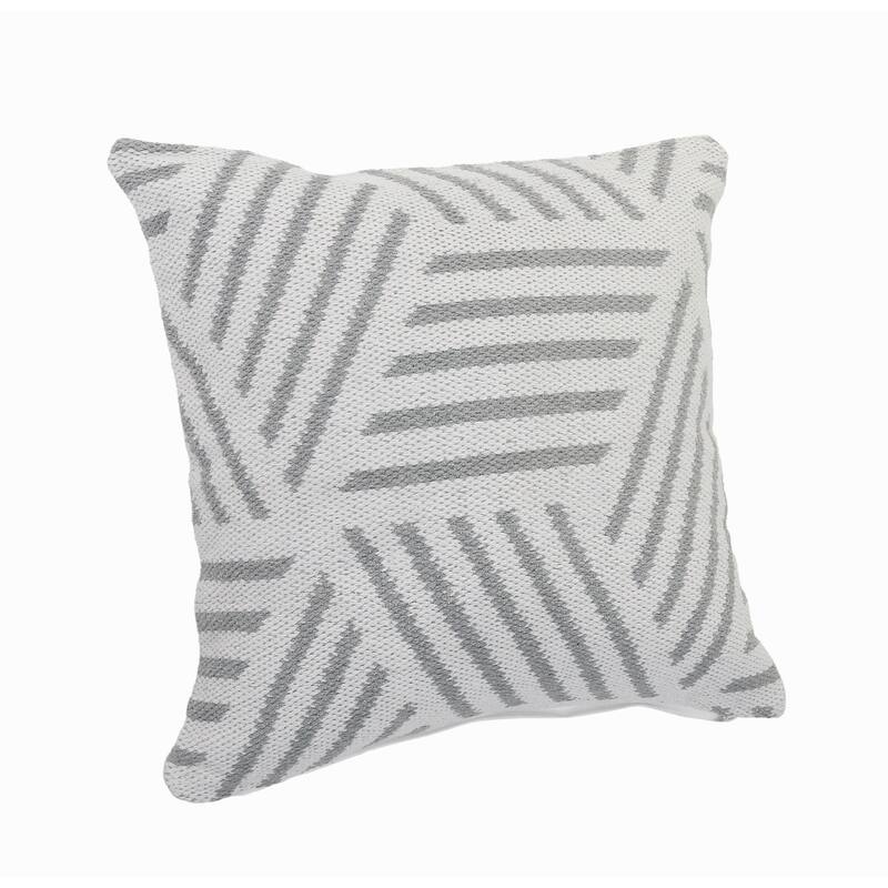 Handwoven Geometric Striped Square Throw Pillow - 20" - White and Gray