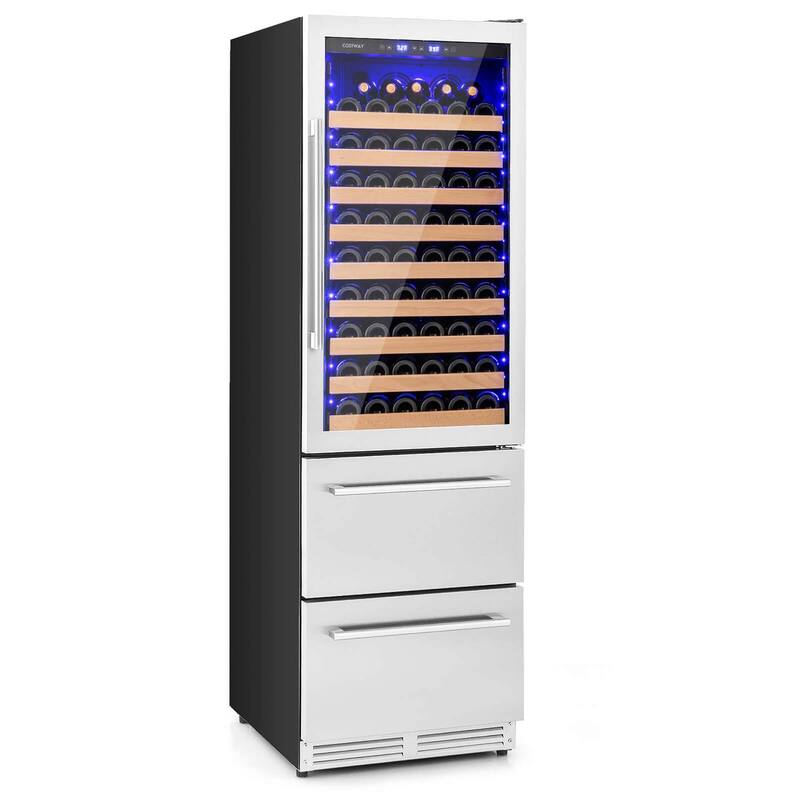 Costway 24 Inch Wine and Beverage Refrigerator with Independent - See Details - Silver - See Details