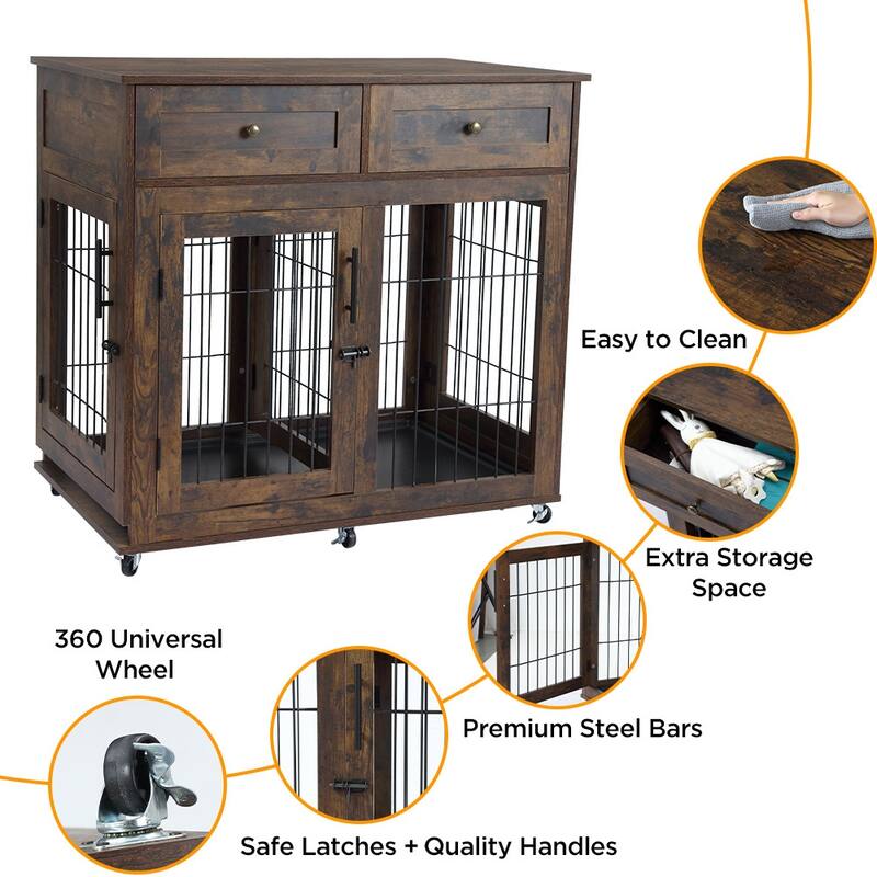 2 Dog Crate Furniture with 2 Drawer