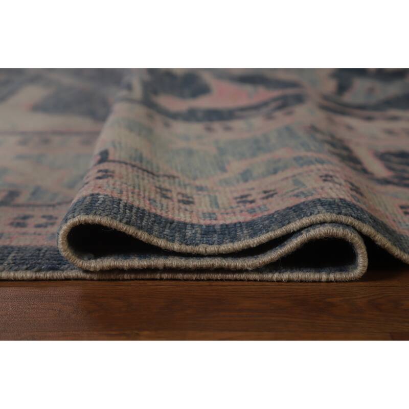 Hand Knotted Oriental 100% Wool Carpet Transitional All-Over Navy Blue & Blues Oushak Area Rug - 10' 10'' X 8' 0''