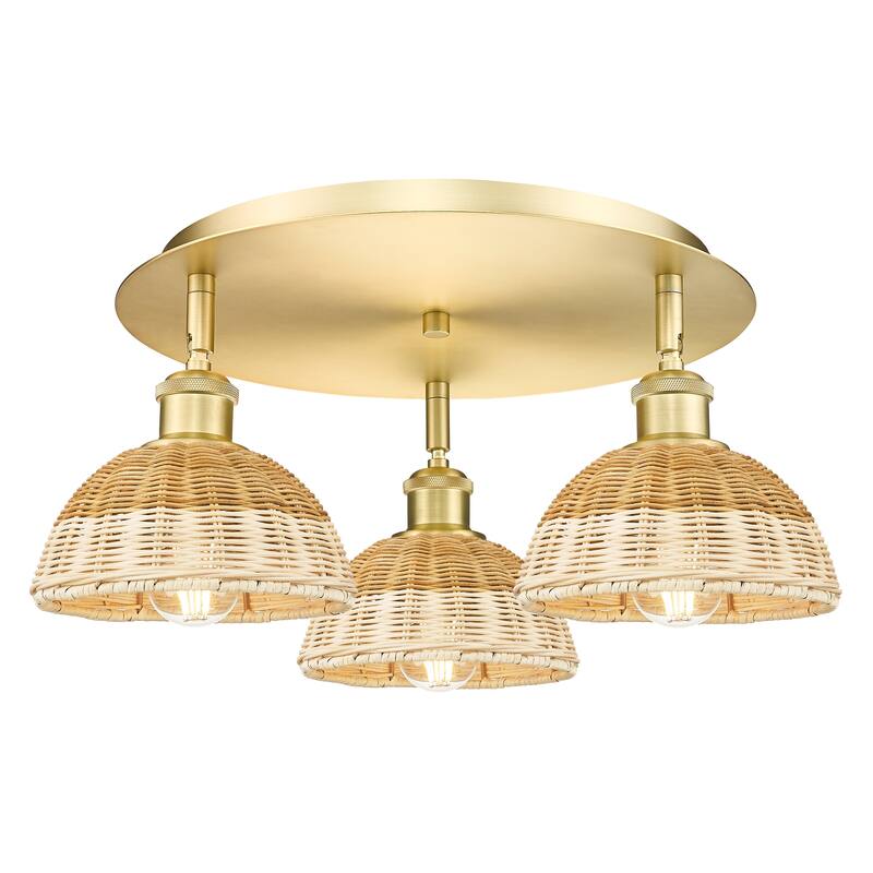 Innovations Lighting Endless Possibilities Ballston - Bristol Natural II - 3 Light 19" Flush Mount - Satin Gold