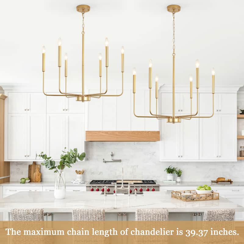 Modern 6-Light Candle Chandelier Classic Ceiling Light for Dining Room Kitchen Island - N/A