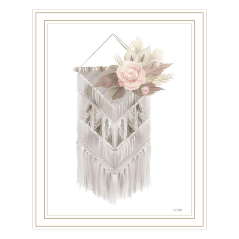 TrendyDecor4U Contemporary "BOHEMIAN MACRAME" Framed Print Wall Art - White