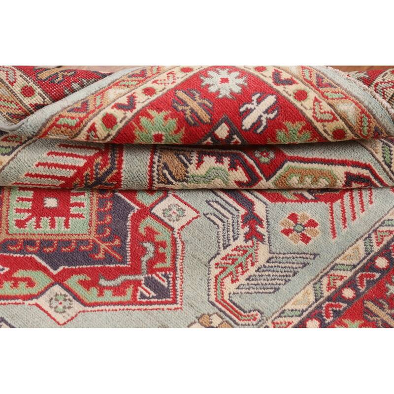 Oriental Blue Kazak Area Rug Hand-Knotted Wool Carpet - 3'8" x 5'8"