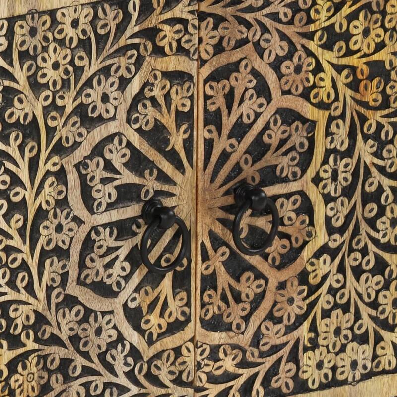 vidaXL Bedside Cabinet Natural Wood Solid Mango Wood Medium - 13.0 x 19.7 x 23.6 in