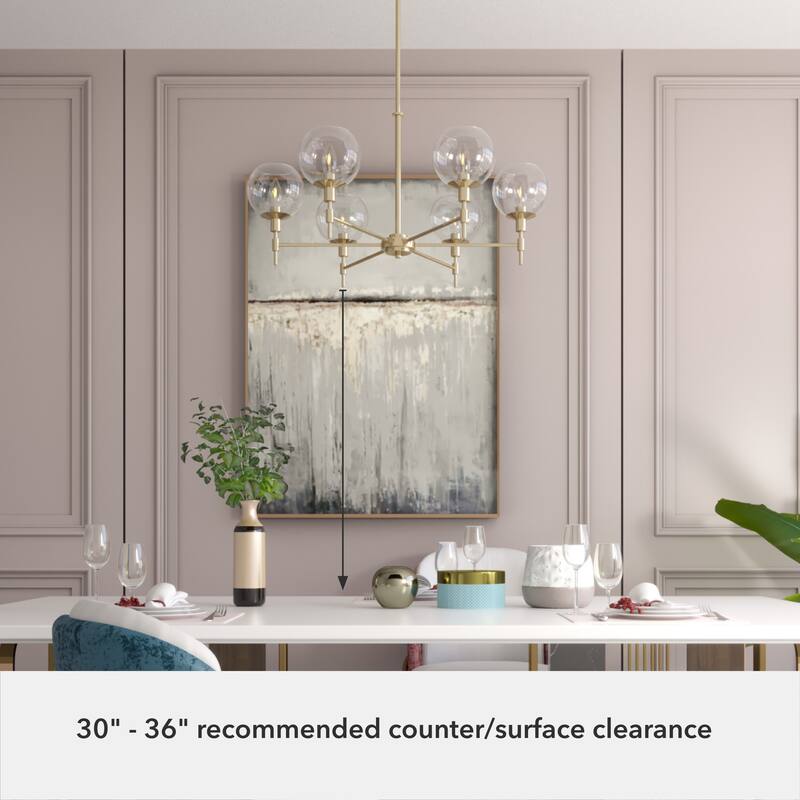 Hunter Xidane Metal and Glass Orb Chandelier - Entry, Kitchen or Dining Room Table, Bedroom - Mid-Century Modern, Transitional