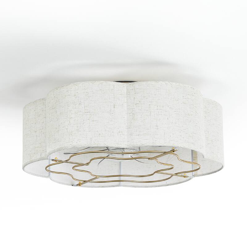 20" Modern Fabric Ceiling Fan with Lights 6-Speed Flush Mount Modern Ceiling Fan - 4-Light