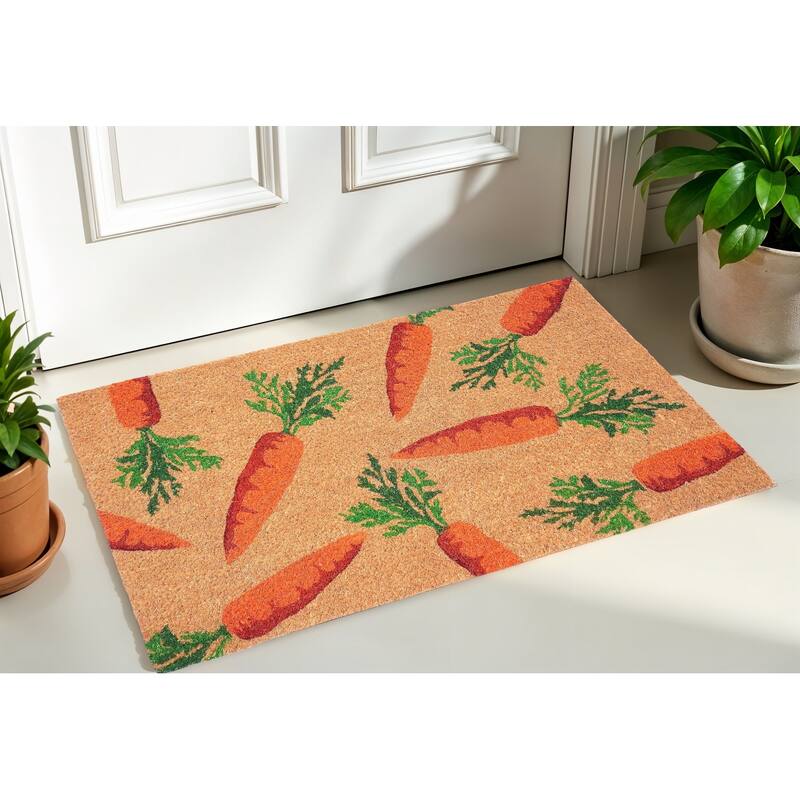 HomeRoots 17" X 29" Natural And Orange Easter Carrots Coir Outdoor Door Mat - 17' X '29 - 17' X '29