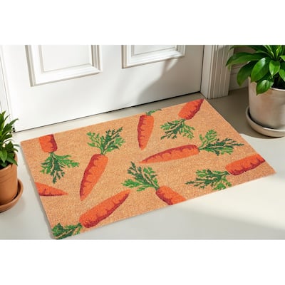 HomeRoots 17" X 29" Natural And Orange Easter Carrots Coir Outdoor Door Mat - 17' X '29