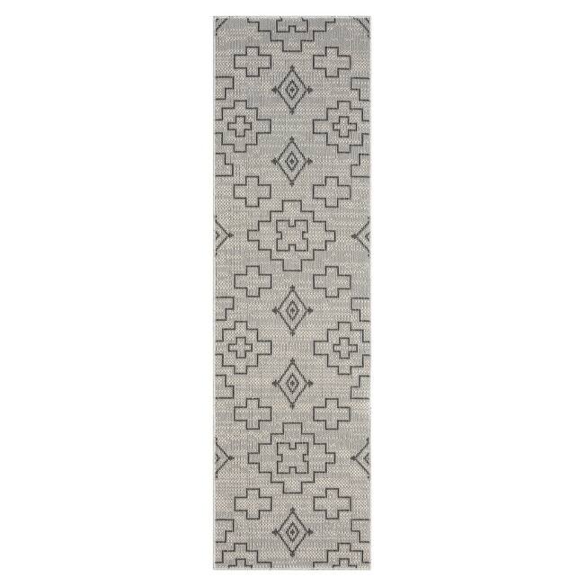 Terra by Obeetee Canyon Tribal Rug - Cream/Onyx - 2'2" x 7'6"