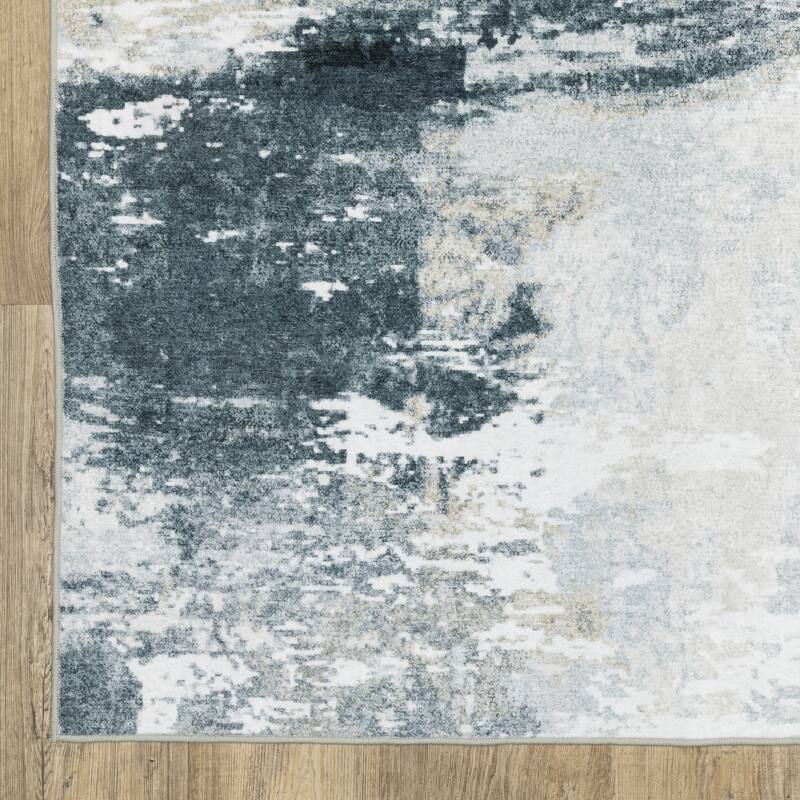 Vista Home Sunderland Abstract Shadows Washable Grey/Ivory Rug Mat