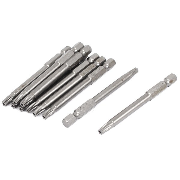 Unique Bargains 75mm Long 1/4" Hex Shank T25 Tip Magnetic Torx Security Screwdriver Bits 10pcs