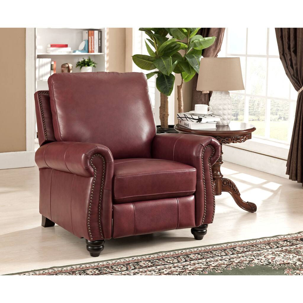 Renfrew Top Grain Leather High Leg Push Back Recliner
