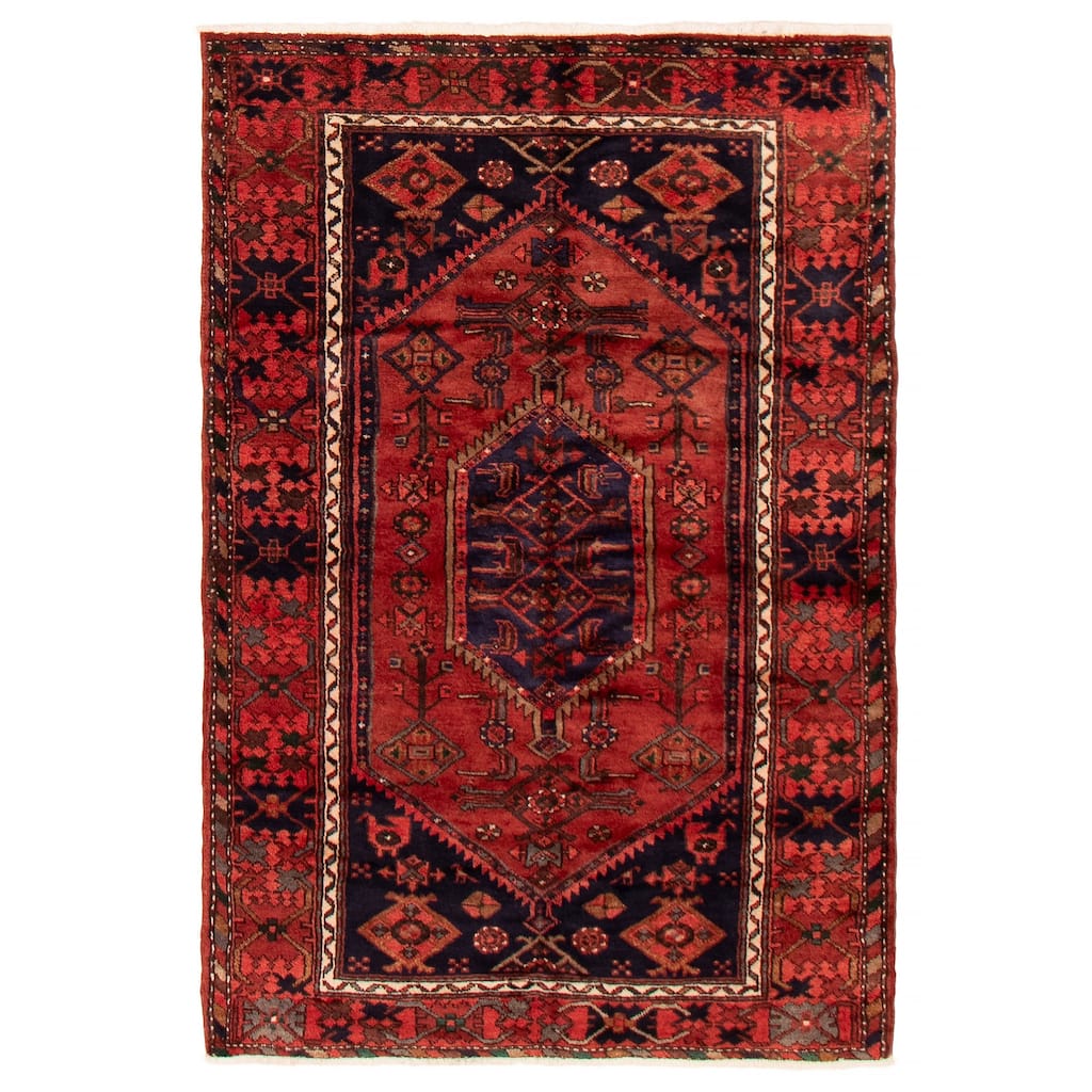 ECARPETGALLERY Hand-knotted Andelz Red Wool Rug - 4'4 x 6'6