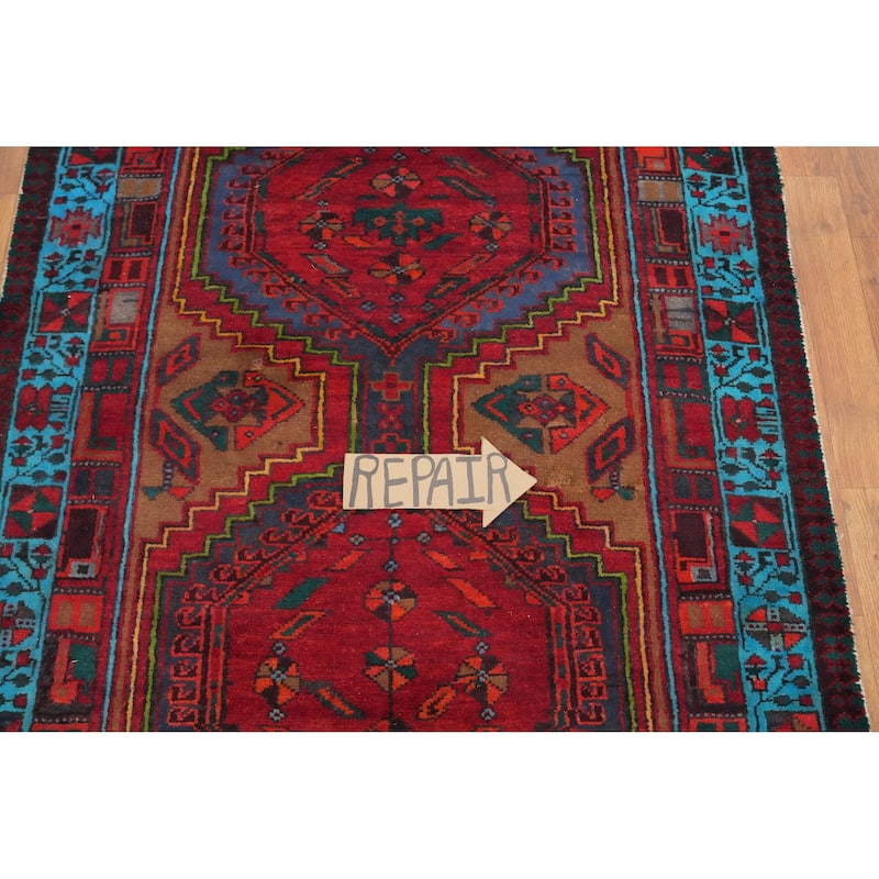 Hand Knotted Oriental 100% Wool Carpet Traditional Tribal Red Ardebil Runner Rug - 10' 6'' X 3' 6''