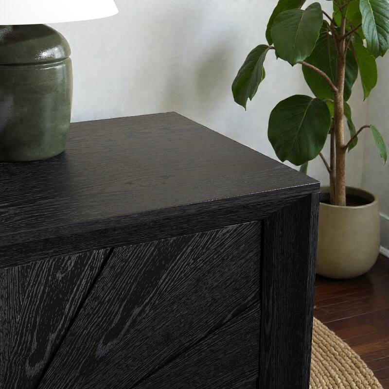 60'' Rustic American Farmhouse Credenza with Sunburst Doors, Antique Wood TV Stand with Adjustable Shelves