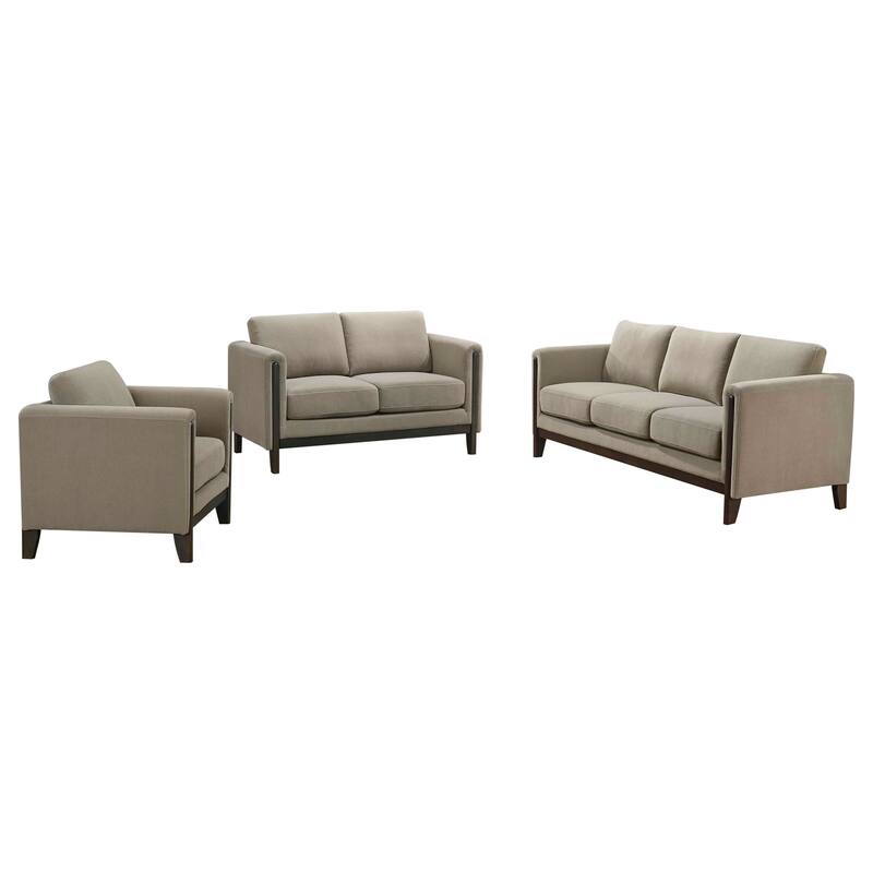 Islington Upholstered Panel Arm Sofa Set Taupe - N/A - 3 Piece