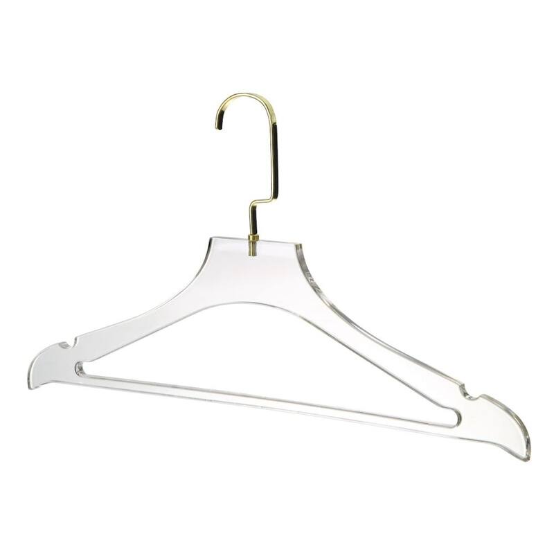 YBM Home Quality Acrylic Clear Coat Hangers, With Bar