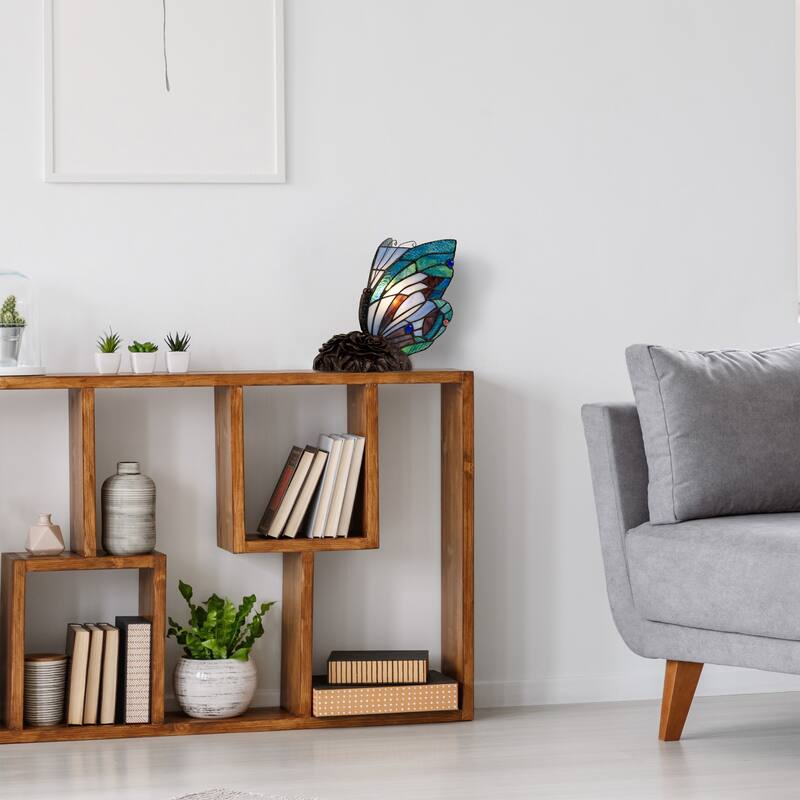 Lavish Home Tiffany Stained-Glass Butterfly Nightlight/Accent Lamp