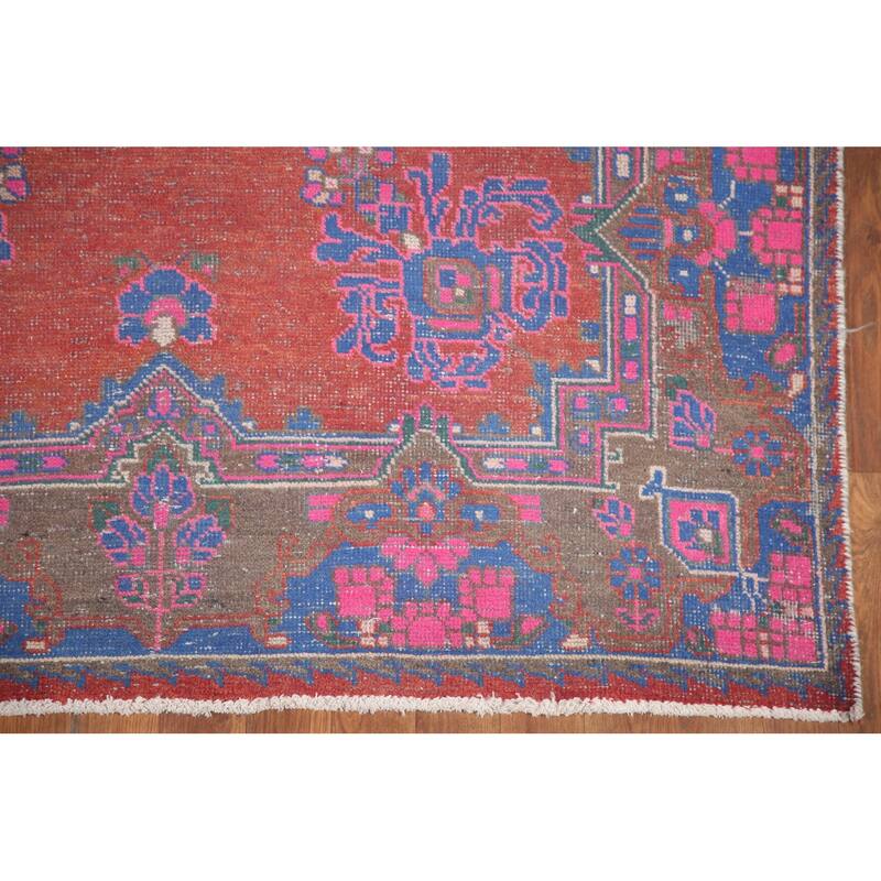 Hand Knotted Oriental 100% Wool Carpet Traditional Medallion Red Tabriz Runner Rug - 10' 4'' X 4' 4''