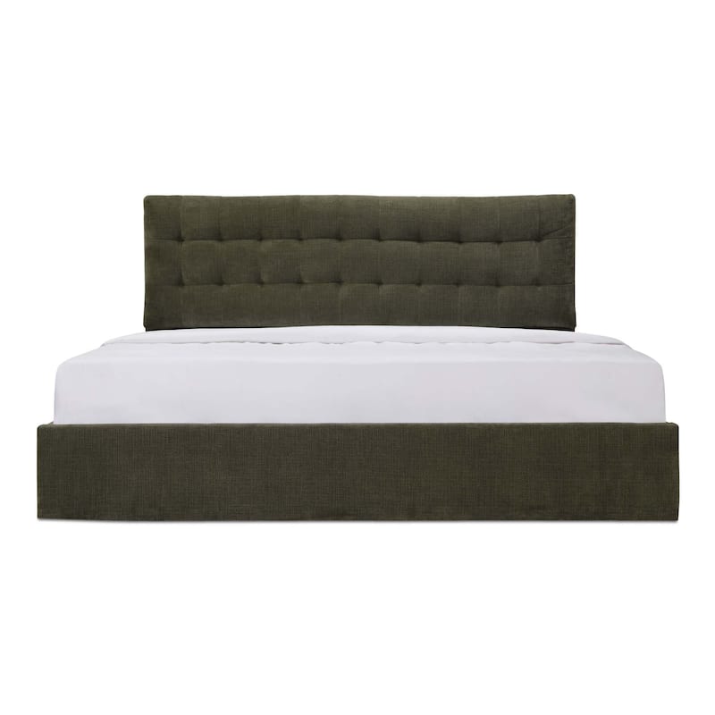 NADAAL STUDIOS Aloura Green Upholstered King Bed with Tufted Headboard and Hydraulic Lift Storage - Green - King