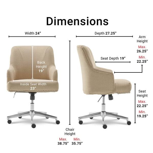 Serta Leighton Home Office Chair Stoneware Beige Overstock 15617354