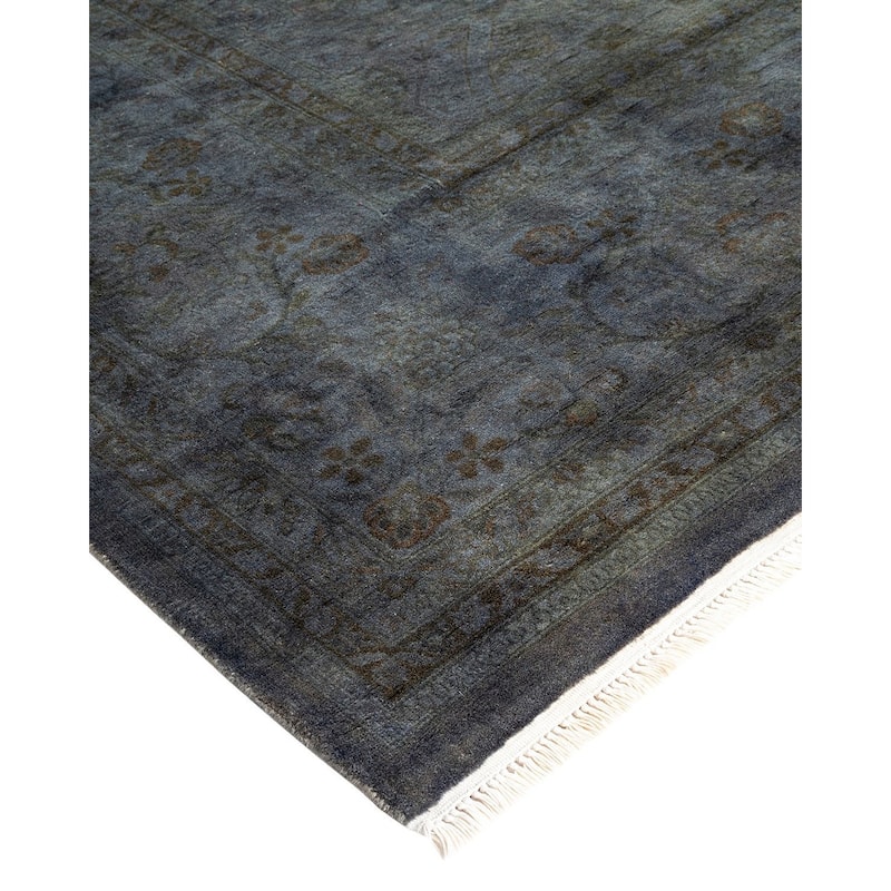 Overton Hand Knotted Wool Vintage Inspired Modern Contemporary Overdyed Gray Area Rug - 8' 3" x 13' 10"