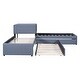preview thumbnail 9 of 7, L-shaped Upholstered Platform Bed with Twin Size Trundle and 2 Drawers Linked with Built-in Desk, Gray