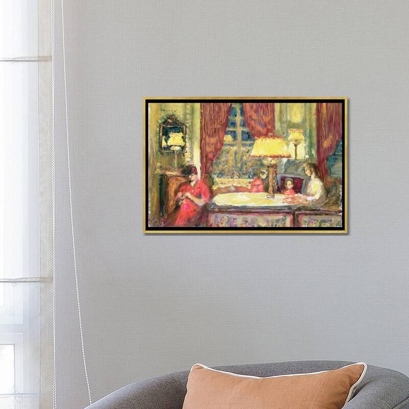iCanvas "Lamp-Lit Interior With Figures" by Pierre Bonnard Framed