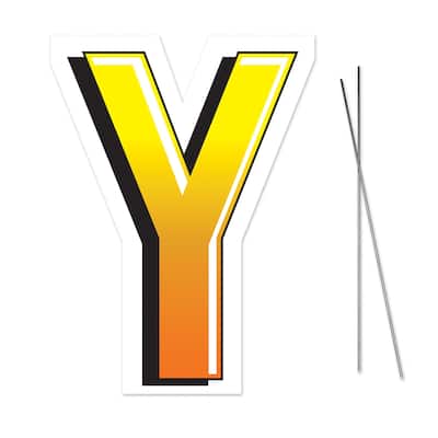 18" Yellow and Black "Y" Yard Sign with Metal Stakes