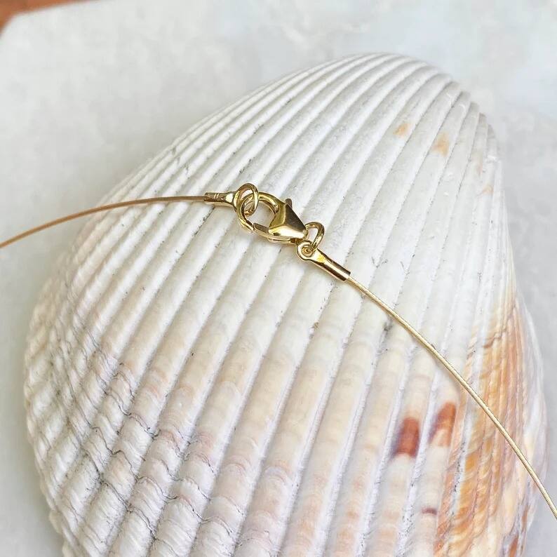 Curata 14K Yellow Gold Dainty 0.5mm Twist Cable Collar Wire Choker Necklace